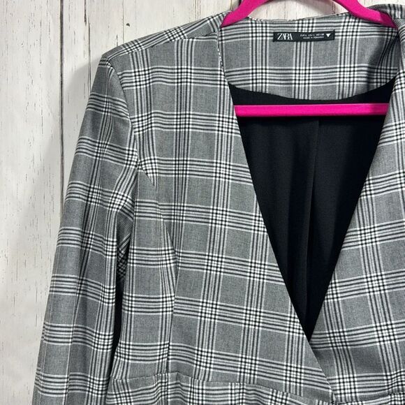 ZARA Plaid Blazer Dress Bloggers Favorite Preppy Chic Mini Dress Academia Office - Picture 2 of 14